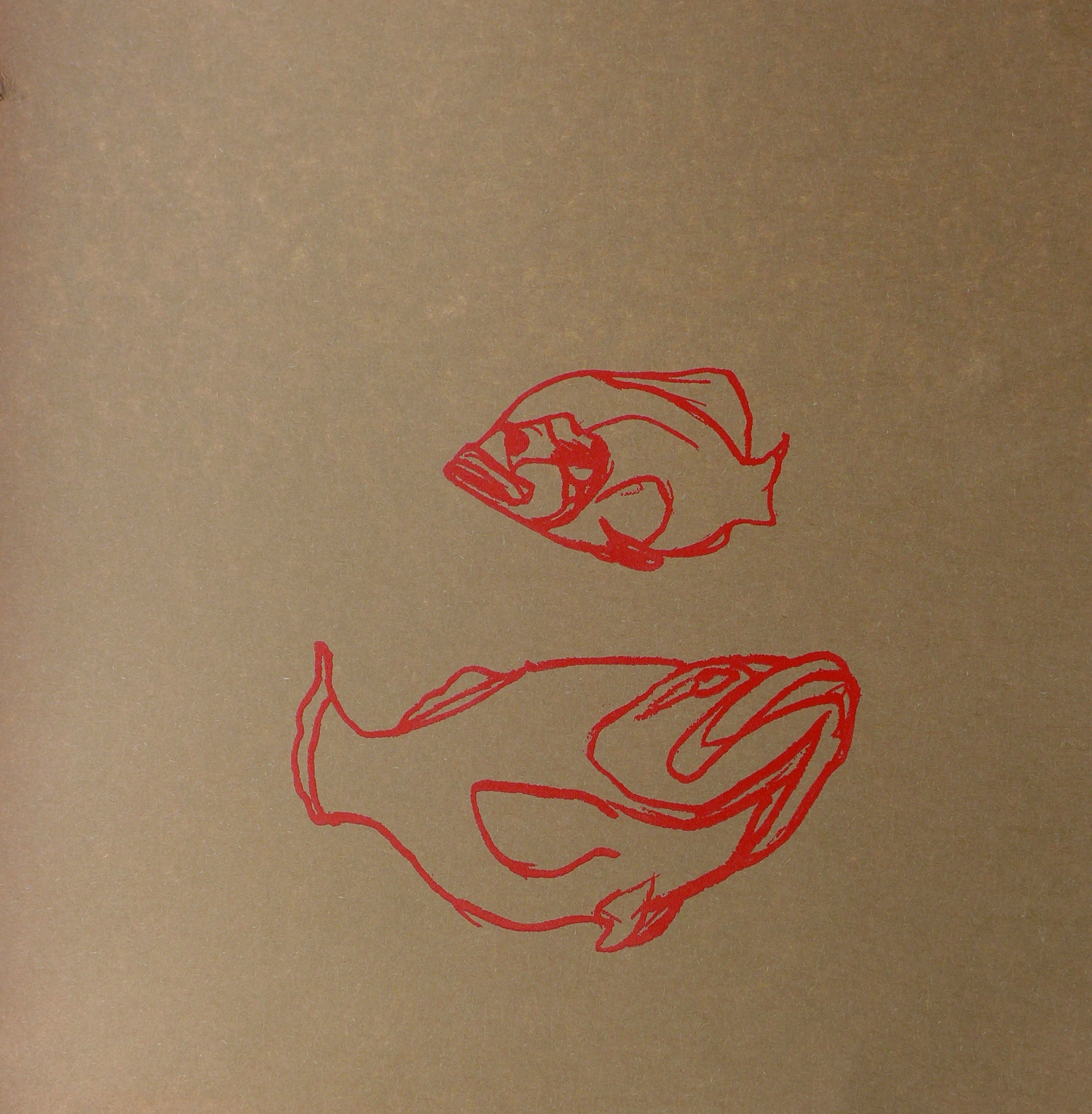 rote Fische auf hellem braunen Hintergrund