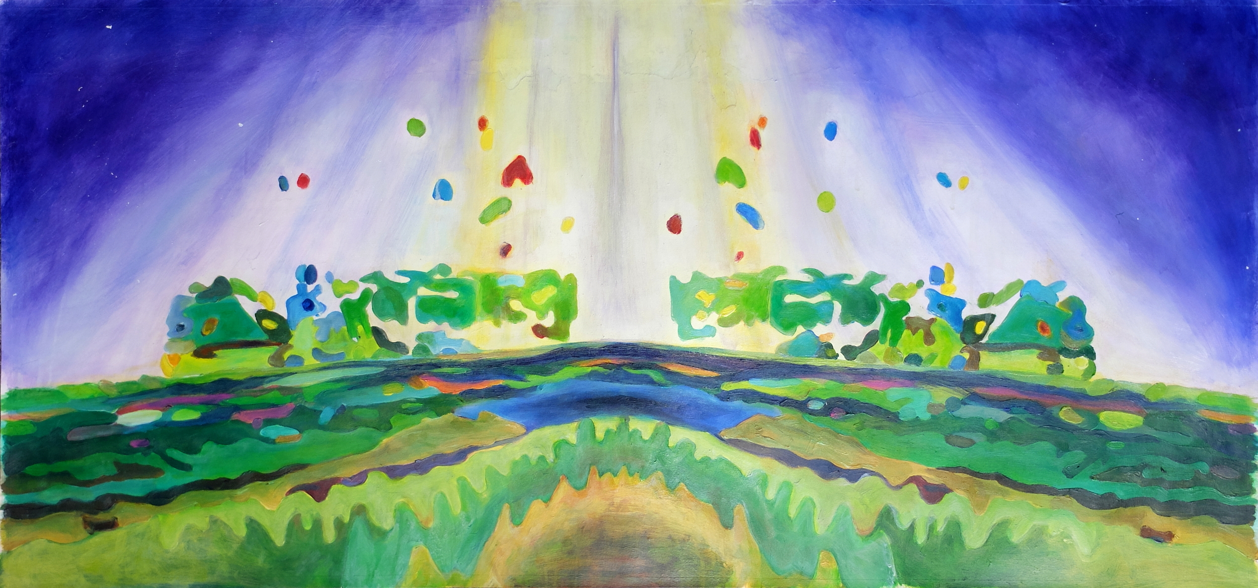 Landschaft mit vertikalen Lichtstrahl