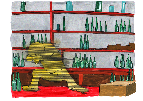 Figur auf Bartresen